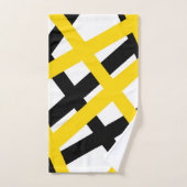 Yellow Black Stripe Geometric Badhandtuch Set (Handtuch)