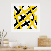 Yellow Black Stripe Geometric Poster (Küche)