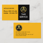 Yellow Black Taxi Driving Layers Visitenkarte (Vorne/Hinten)