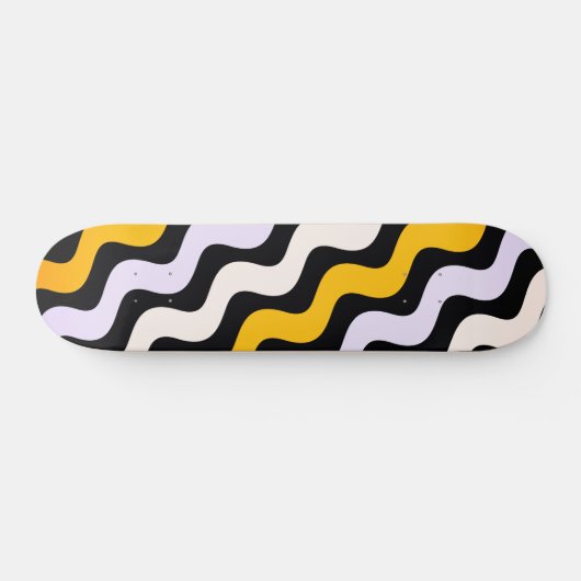 Yellow Black Wavy Pattern Skateboard (Horizontal)