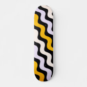 Yellow Black Wavy Pattern Skateboard (Vorne)
