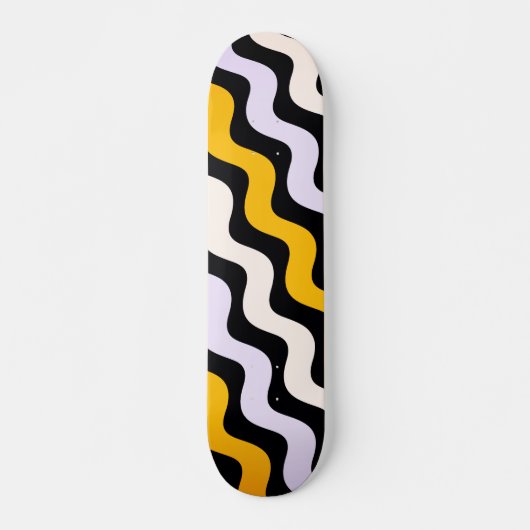 Yellow Black Wavy Pattern Skateboard (Vorne)