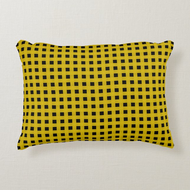 Yellow Black Weave Pattern Dekokissen (Vorderseite)