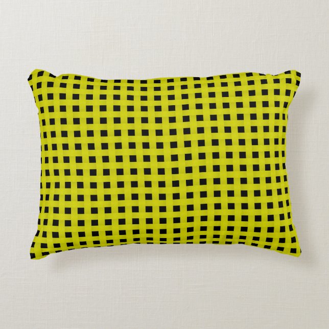 Yellow Black Weave Pattern Dekokissen (Vorderseite)