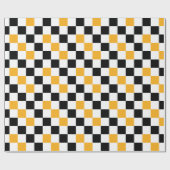 Yellow Black White Checkered Pattern Design  Geschenkpapier (Flach)