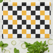 Yellow Black White Checkered Pattern Design  Geschirrtuch (Gefaltet)