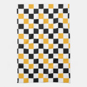 Yellow Black White Checkered Pattern Design  Geschirrtuch (Vertikal)
