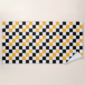 Yellow Black White Checkered Pattern Design  Strandtuch (Vorderseite)