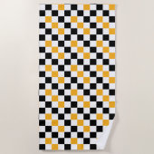 Yellow Black White Checkered Pattern Design  Strandtuch (Vorderseite)