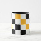 Yellow Black White Checkered Pattern Design  Tasse (Zentrum)