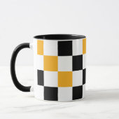 Yellow Black White Checkered Pattern Design  Tasse (Links)