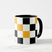 Yellow Black White Checkered Pattern Design  Tasse (VorderseiteRechts)