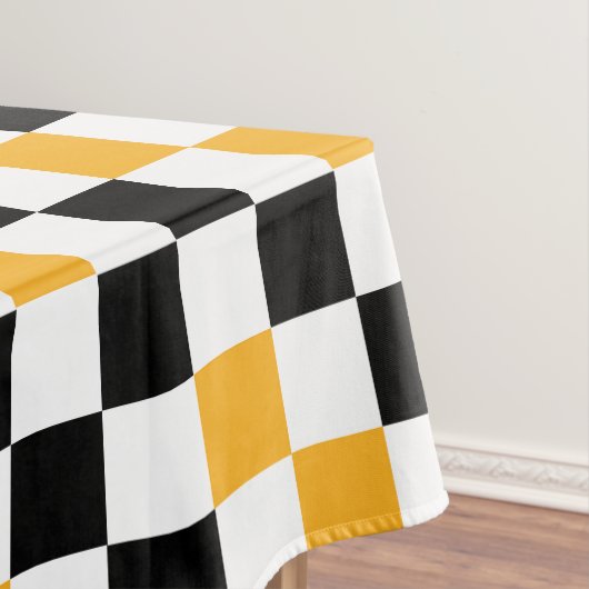 Yellow Black White Checkered Pattern Design  Tischdecke (Beispiel)