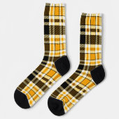 Yellow Black White Flannel Tartan Pattern Design Socken (Linkes Detail)