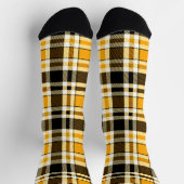 Yellow Black White Flannel Tartan Pattern Design Socken (Oben)