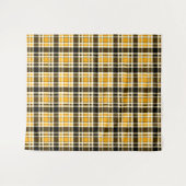 Yellow Black White Flannel Tartan Pattern Design Wandteppich (Vorderseite (Horizontal))