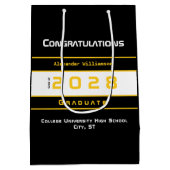 Yellow Black White Graduation  Mittlere Geschenktüte (Rückseite)