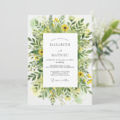 Yellow Blissful Meadow Wedding Einladung (Stehend Vorderseite)