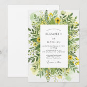 Yellow Blissful Meadow Wedding Einladung (Vorne/Hinten)