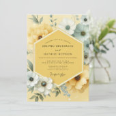 Yellow Bloom Botanical Wedding Einladung (Stehend Vorderseite)