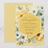 Yellow Bloom Botanical Wedding Einladung (Vorne/Hinten)