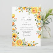 Yellow Bloom Romance Wedding Einladung (Stehend Vorderseite)