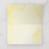 Yellow Blossom Dusty Blue Wedding Platzkarte (Innenseite Aufgefaltet)