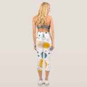 Yellow & Blue Abstract Dots | Modern Artistic  Capri Leggings (Rückseite)