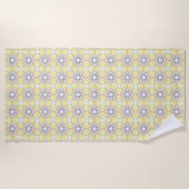 Yellow, blue and gray geometric patterned strandtuch (Vorderseite)