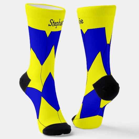 Yellow Blue Art Deco Design Socken (Gewinkelt)
