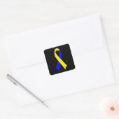 Yellow & Blue Awareness Ribbon von Janz Black Quadratischer Aufkleber (Umschlag)
