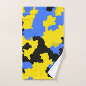 Yellow Blue Black Abstract Design Badhandtuch Set (Handtuch)