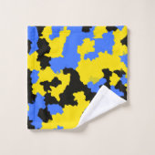 Yellow Blue Black Abstract Design Badhandtuch Set (Waschlappen)