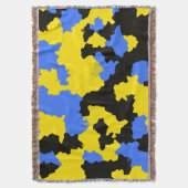 Yellow Blue Black Abstract Design Decke (Vorderseite Vertikal)