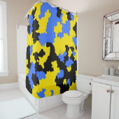 Yellow Blue Black Abstract Design Duschvorhang (Beispiel)