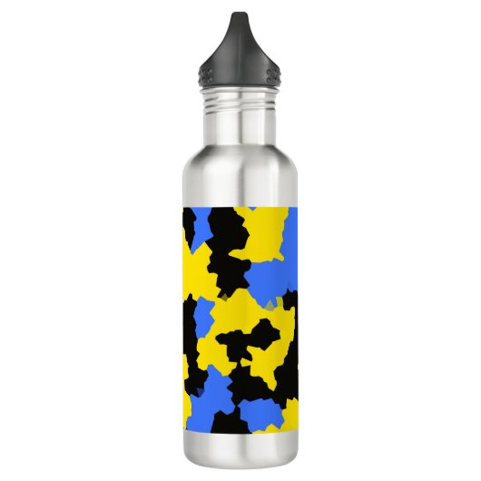Yellow Blue Black Abstract Design Edelstahlflasche (Links)