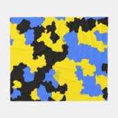 Yellow Blue Black Abstract Design Fleecedecke (Vorderseite (Horizontal))