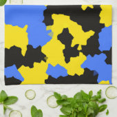 Yellow Blue Black Abstract Design Geschirrtuch (Gefaltet)