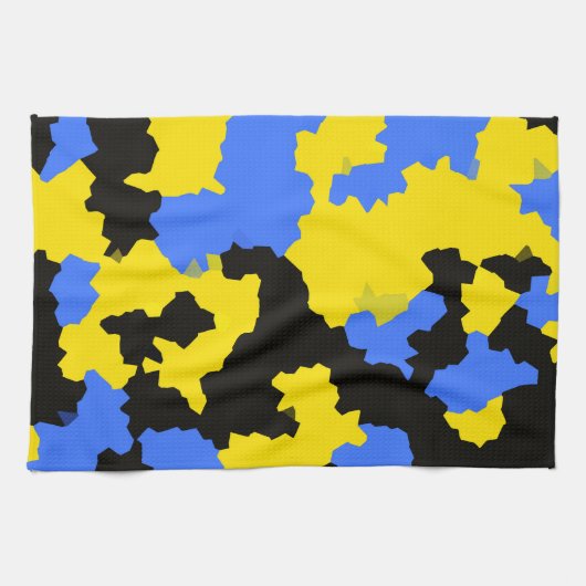 Yellow Blue Black Abstract Design Geschirrtuch (Horizontal)