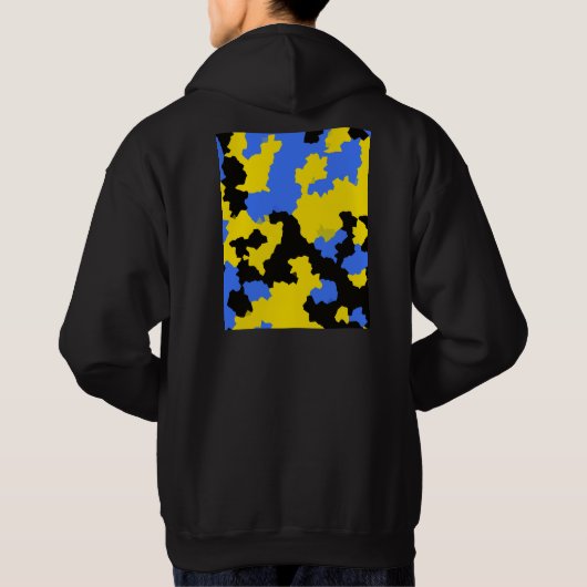 Yellow Blue Black Abstract Design Hoodie (Rückseite)