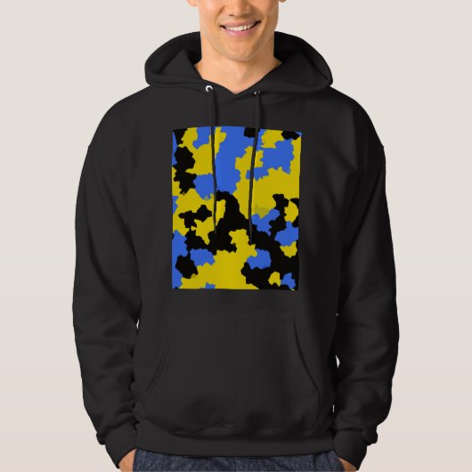 Yellow Blue Black Abstract Design Hoodie (Vorderseite)