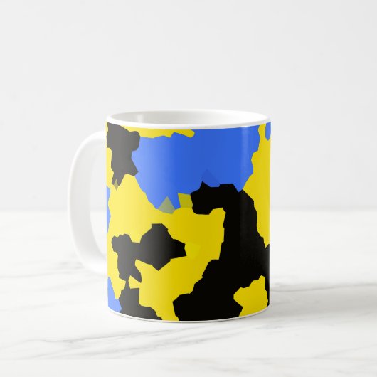Yellow Blue Black Abstract Design Kaffeetasse (Vorderseite Links)