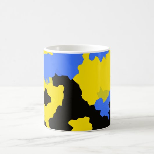 Yellow Blue Black Abstract Design Kaffeetasse (Mittel)