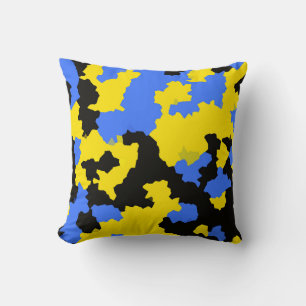 Yellow Blue Black Abstract Design Kissen