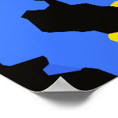 Yellow Blue Black Abstract Design Poster (Ecke)