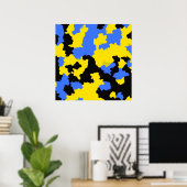 Yellow Blue Black Abstract Design Poster (Heimbüro)