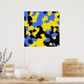 Yellow Blue Black Abstract Design Poster (Küche)