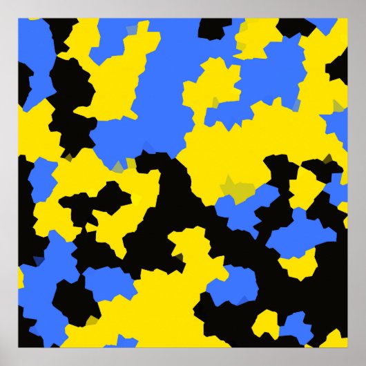 Yellow Blue Black Abstract Design Poster (Vorne)