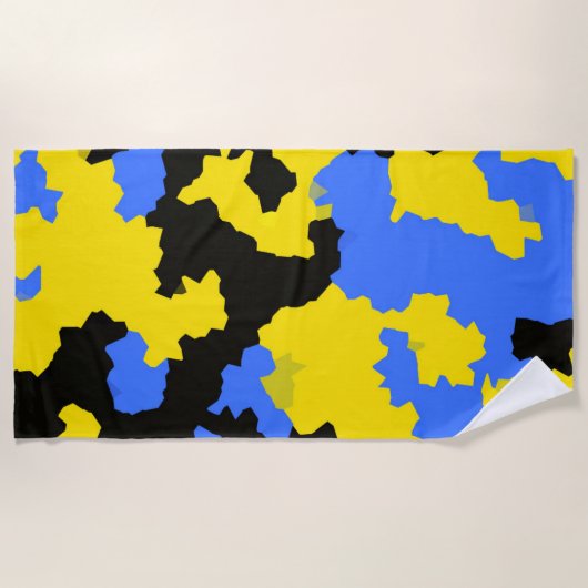 Yellow Blue Black Abstract Design Strandtuch (Vorderseite)