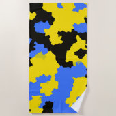 Yellow Blue Black Abstract Design Strandtuch (Vorderseite)